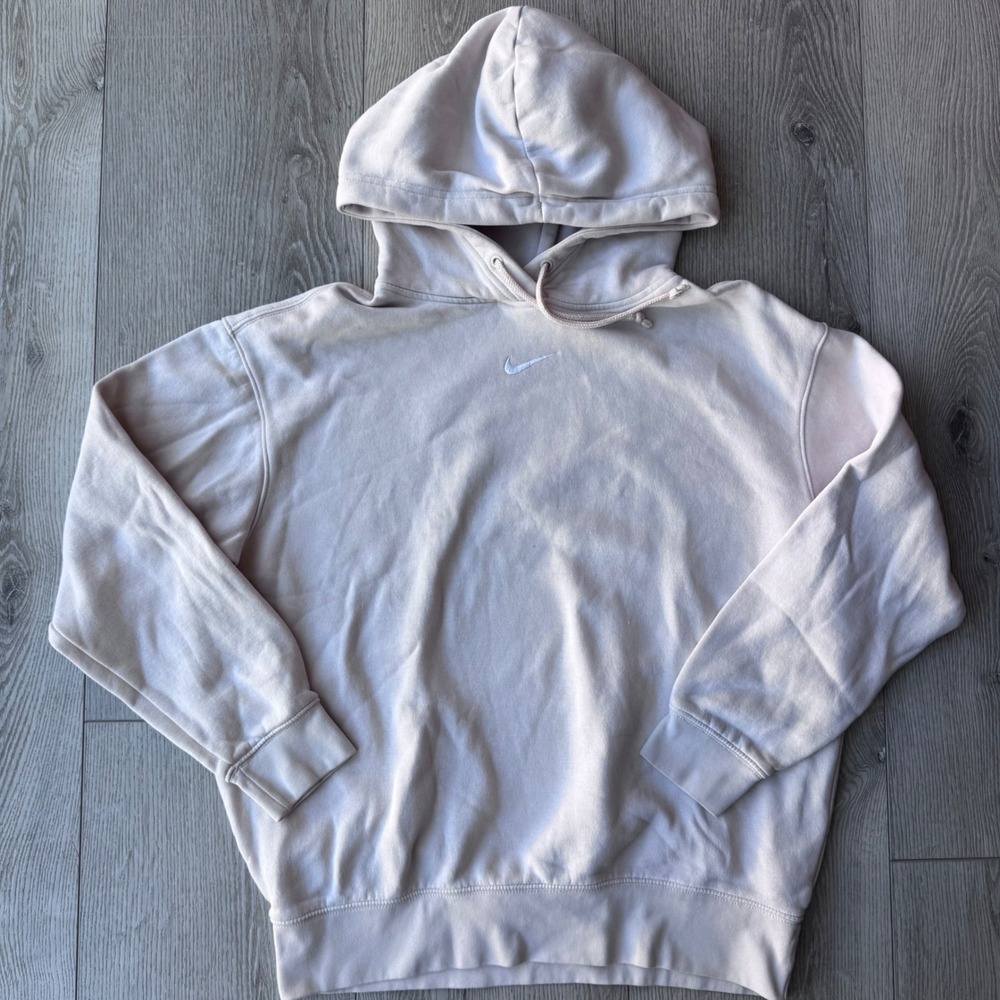 Nike Center Swoosh Hoodie Womens XS Cream Beige Oversized Fleece DJ7668-219